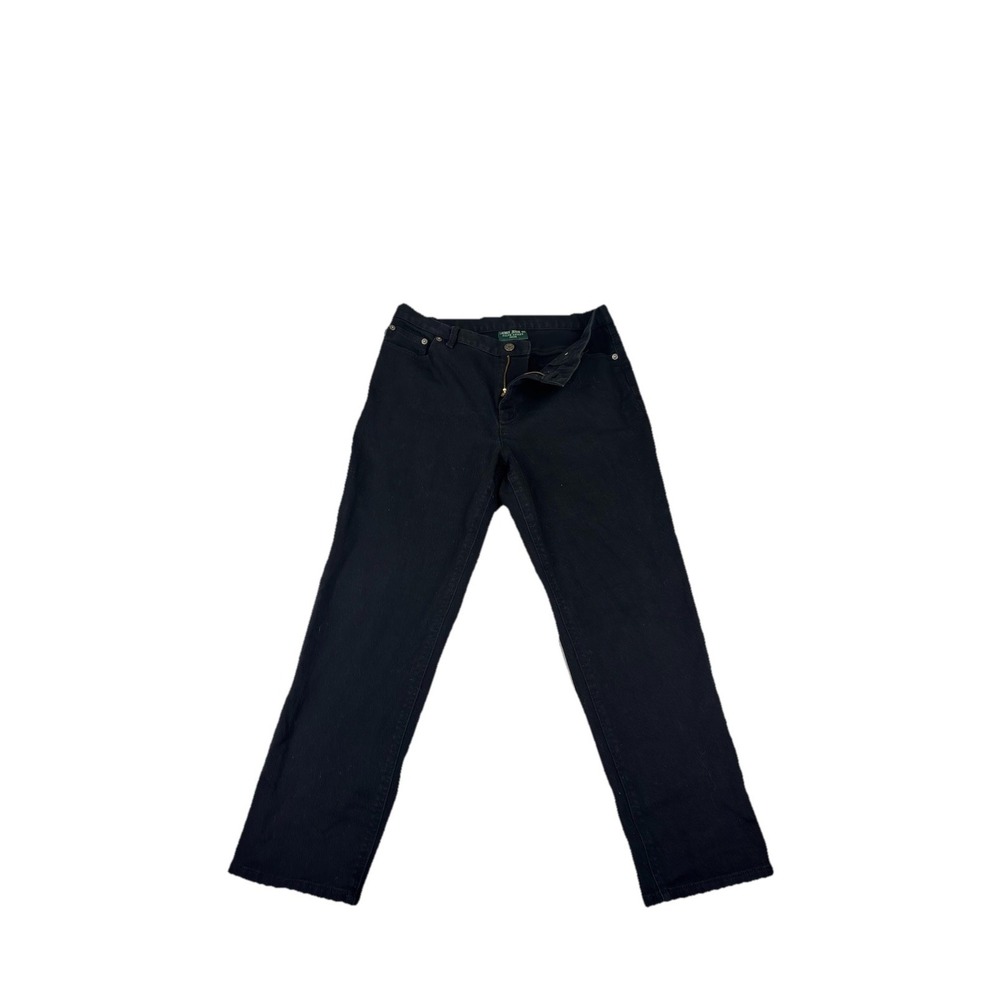 Lauren Jeans Co Ralph Lauren Black Straight Leg Jeans Women's 12P Petite Stretch